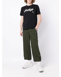 T-shirt girocollo stampata nera e bianca di Hugo
