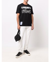 T-shirt girocollo stampata nera e bianca di McQ