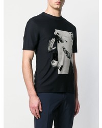 T-shirt girocollo stampata nera e bianca di Giorgio Armani
