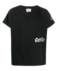 T-shirt girocollo stampata nera e bianca di Greg Lauren