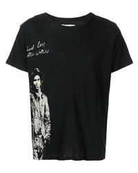 T-shirt girocollo stampata nera e bianca di Greg Lauren