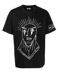 T-shirt girocollo stampata nera e bianca di Haculla