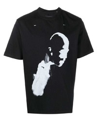 T-shirt girocollo stampata nera e bianca di Heliot Emil