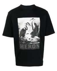 T-shirt girocollo stampata nera e bianca di Heron Preston