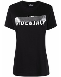 T-shirt girocollo stampata nera e bianca di Hide&Jack