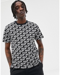 T-shirt girocollo stampata nera e bianca di HUF