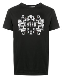 T-shirt girocollo stampata nera e bianca di Isabel Marant
