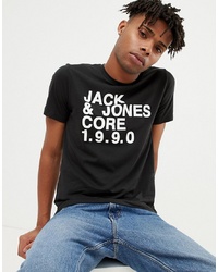 T-shirt girocollo stampata nera e bianca di Jack & Jones