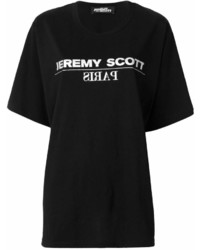T-shirt girocollo stampata nera e bianca di Jeremy Scott