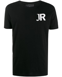 T-shirt girocollo stampata nera e bianca di John Richmond