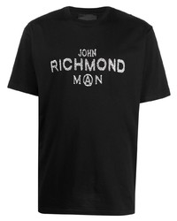 T-shirt girocollo stampata nera e bianca di John Richmond