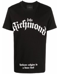 T-shirt girocollo stampata nera e bianca di John Richmond