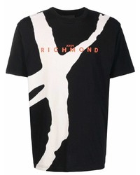 T-shirt girocollo stampata nera e bianca di John Richmond