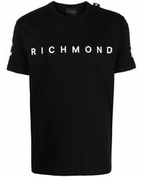 T-shirt girocollo stampata nera e bianca di John Richmond