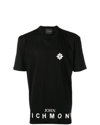 T-shirt girocollo stampata nera e bianca di John Richmond