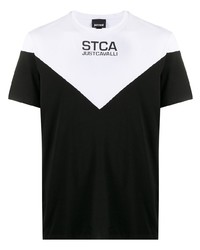 T-shirt girocollo stampata nera e bianca di Just Cavalli