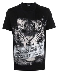 T-shirt girocollo stampata nera e bianca di Just Cavalli