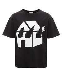 T-shirt girocollo stampata nera e bianca di JW Anderson
