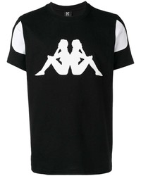 T-shirt girocollo stampata nera e bianca di Kappa Kontroll