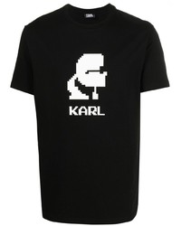 T-shirt girocollo stampata nera e bianca di Karl Lagerfeld