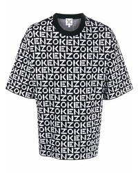 T-shirt girocollo stampata nera e bianca di Kenzo