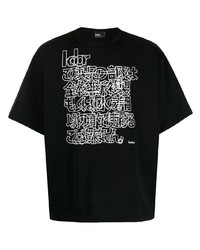 T-shirt girocollo stampata nera e bianca di Kolor