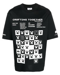 T-shirt girocollo stampata nera e bianca di Lacoste