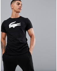 T-shirt girocollo stampata nera e bianca di Lacoste Sport