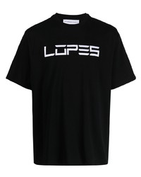T-shirt girocollo stampata nera e bianca di Leandro Lopes