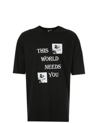 T-shirt girocollo stampata nera e bianca di Liam Hodges