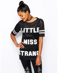 T-shirt girocollo stampata nera e bianca di Little Miss