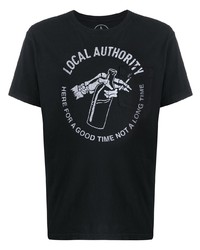 T-shirt girocollo stampata nera e bianca di Local Authority