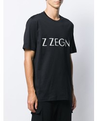 T-shirt girocollo stampata nera e bianca di Z Zegna