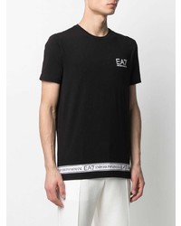 T-shirt girocollo stampata nera e bianca di Ea7 Emporio Armani