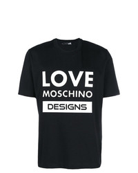 T-shirt girocollo stampata nera e bianca di Love Moschino
