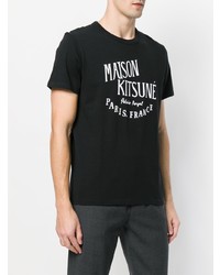 T-shirt girocollo stampata nera e bianca di MAISON KITSUNÉ