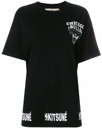 T-shirt girocollo stampata nera e bianca di MAISON KITSUNE