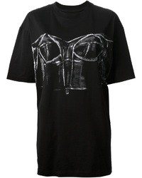 T-shirt girocollo stampata nera e bianca di Maison Martin Margiela