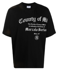 T-shirt girocollo stampata nera e bianca di Marcelo Burlon County of Milan