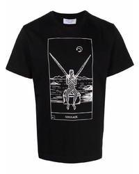 T-shirt girocollo stampata nera e bianca di Marine Serre