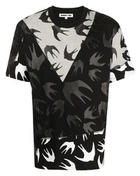 T-shirt girocollo stampata nera e bianca di McQ Swallow