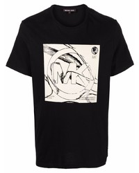 T-shirt girocollo stampata nera e bianca di Michael Kors