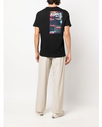 T-shirt girocollo stampata nera e bianca di Michael Kors