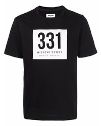 T-shirt girocollo stampata nera e bianca di Missoni