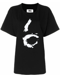 T-shirt girocollo stampata nera e bianca di MM6 MAISON MARGIELA