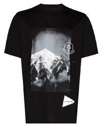 T-shirt girocollo stampata nera e bianca di Moncler Genius