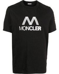 T-shirt girocollo stampata nera e bianca di Moncler