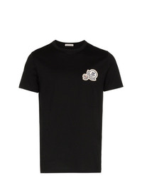 T-shirt girocollo stampata nera e bianca di Moncler