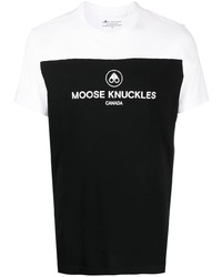T-shirt girocollo stampata nera e bianca di Moose Knuckles