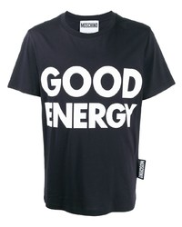 T-shirt girocollo stampata nera e bianca di Moschino